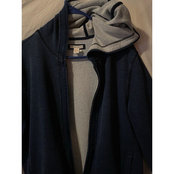 CARBON 2 COBOLT Effortlessly Cool Leather Logo Full Zip Blue Hoodie Men's M - Picture 3 of 10